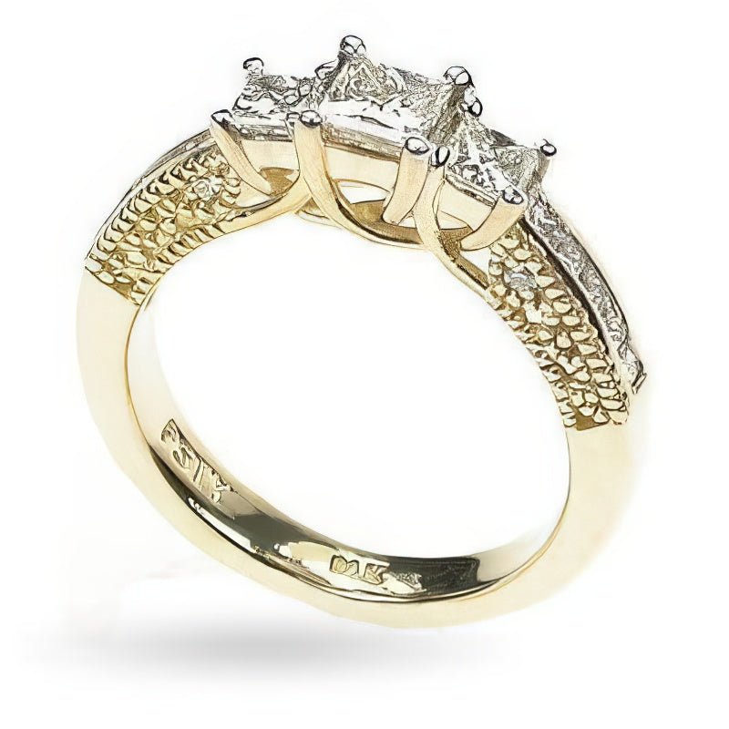 1.50 CT Round & Princess Cut Diamonds - Three Stone Ring - Primestyle.com