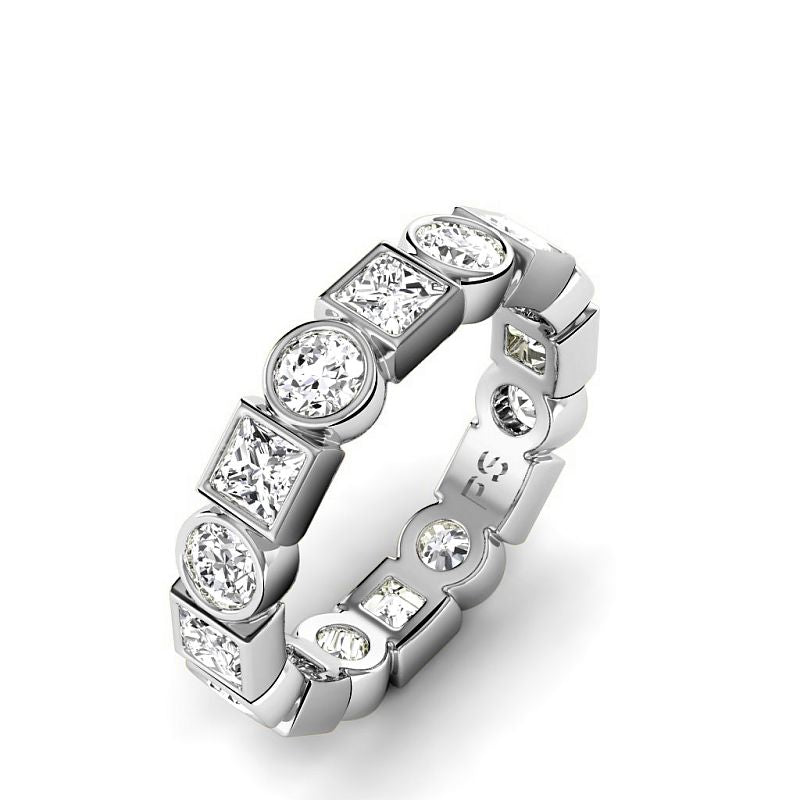 1.50 CT Princess & Round Cut Diamonds - Eternity Rings