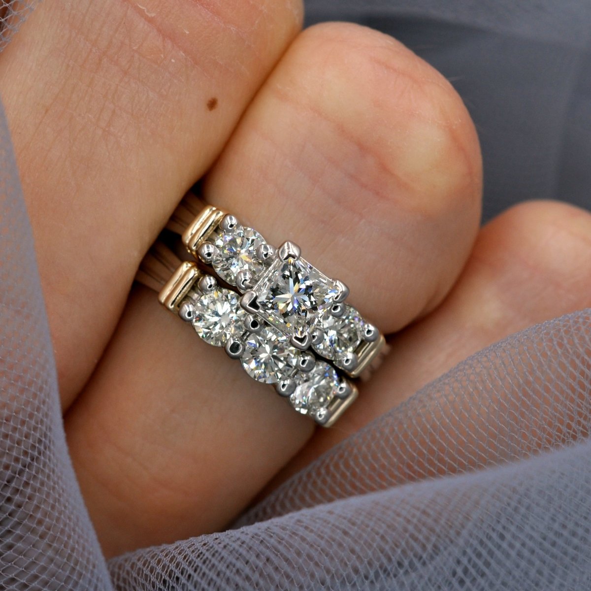 1.55-2.70 CT Round &amp; Princess Cut Diamonds - Bridal Set - Primestyle.com