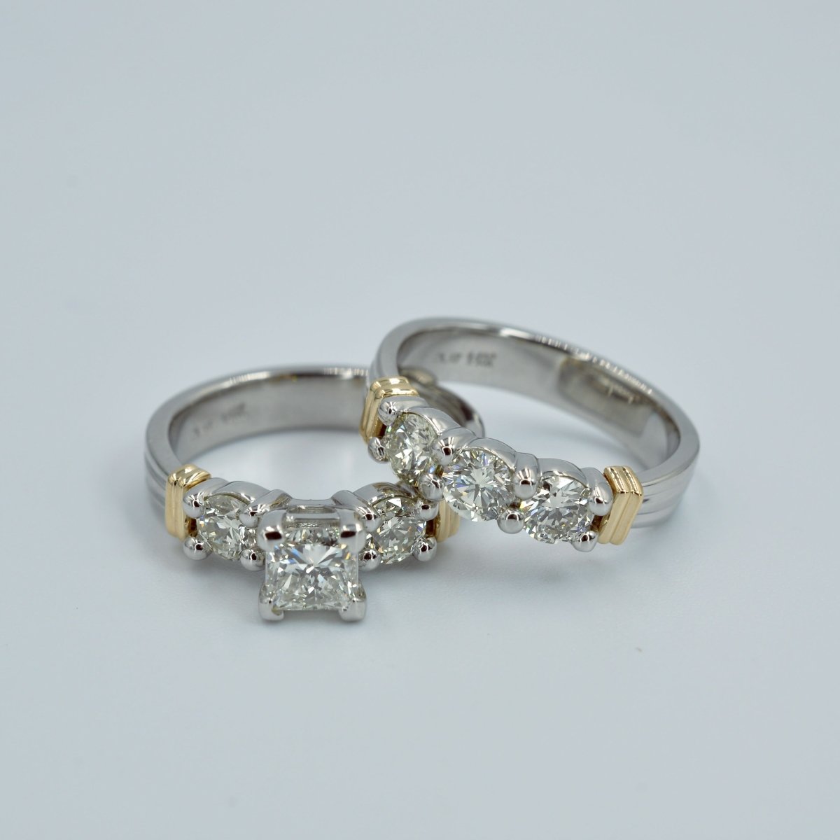 1.55-2.70 CT Princess & Round Cut Natural Diamonds - Bridal Set