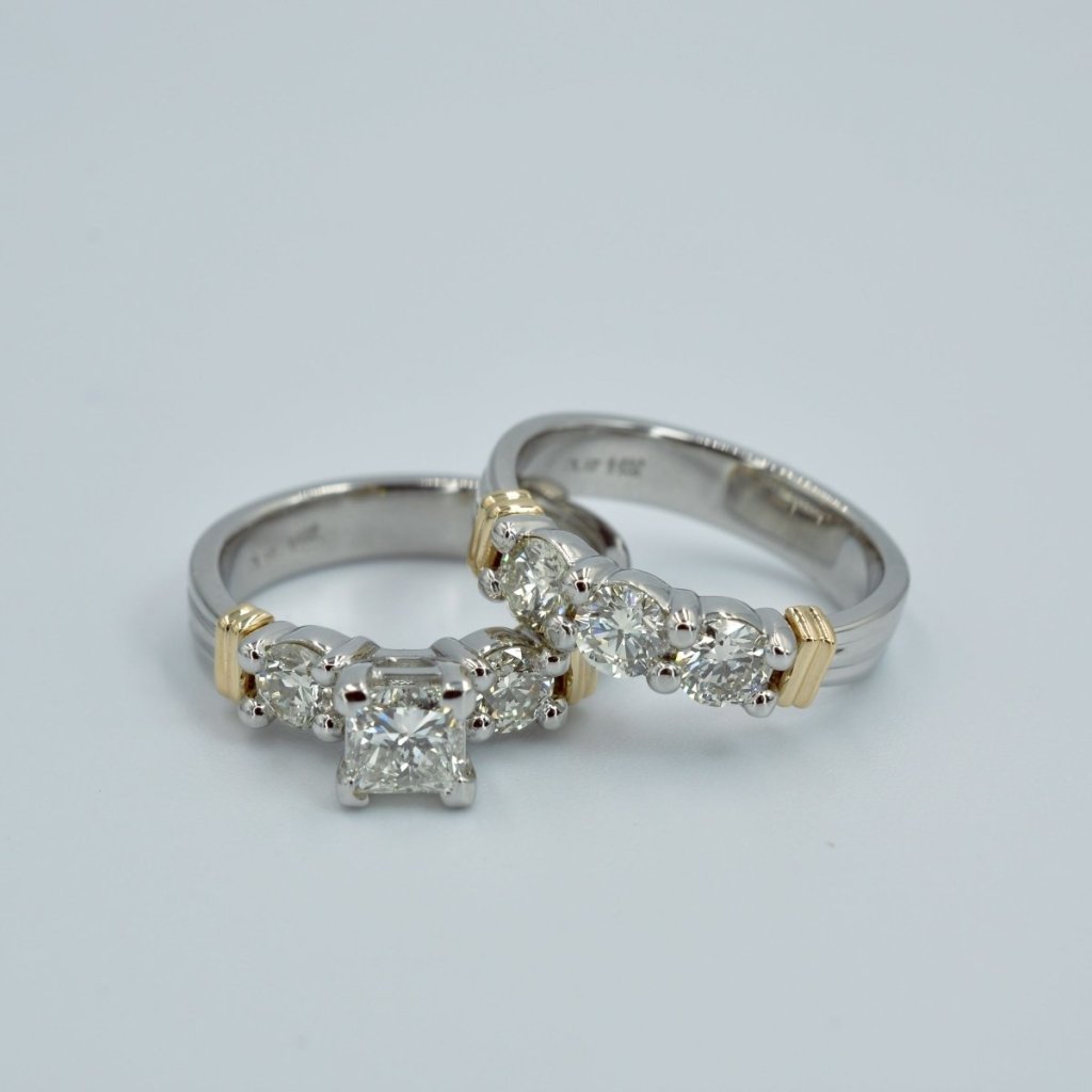 1.55-2.70 CT Princess & Round Cut Natural Diamonds - Bridal Set