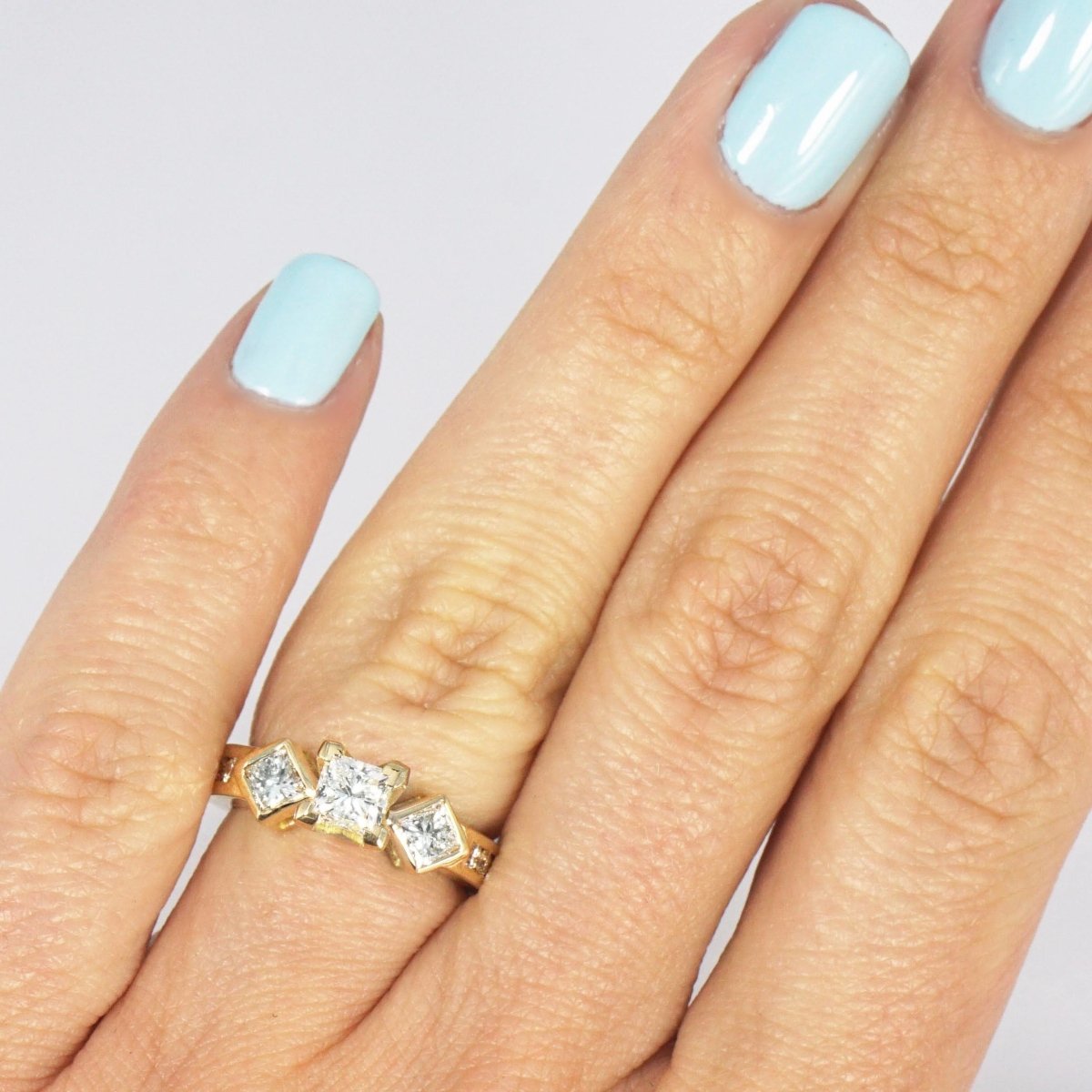 1.55-2.70 CT Princess & Round Cut Natural Diamonds - Engagement Ring