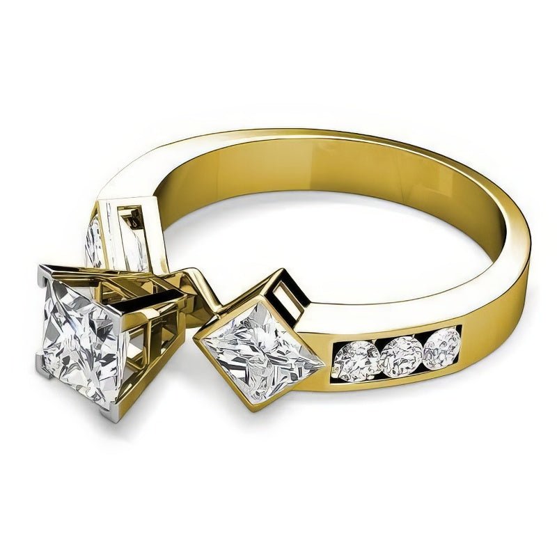 1.55-2.70 CT Princess & Round Cut Natural Diamonds - Engagement Ring