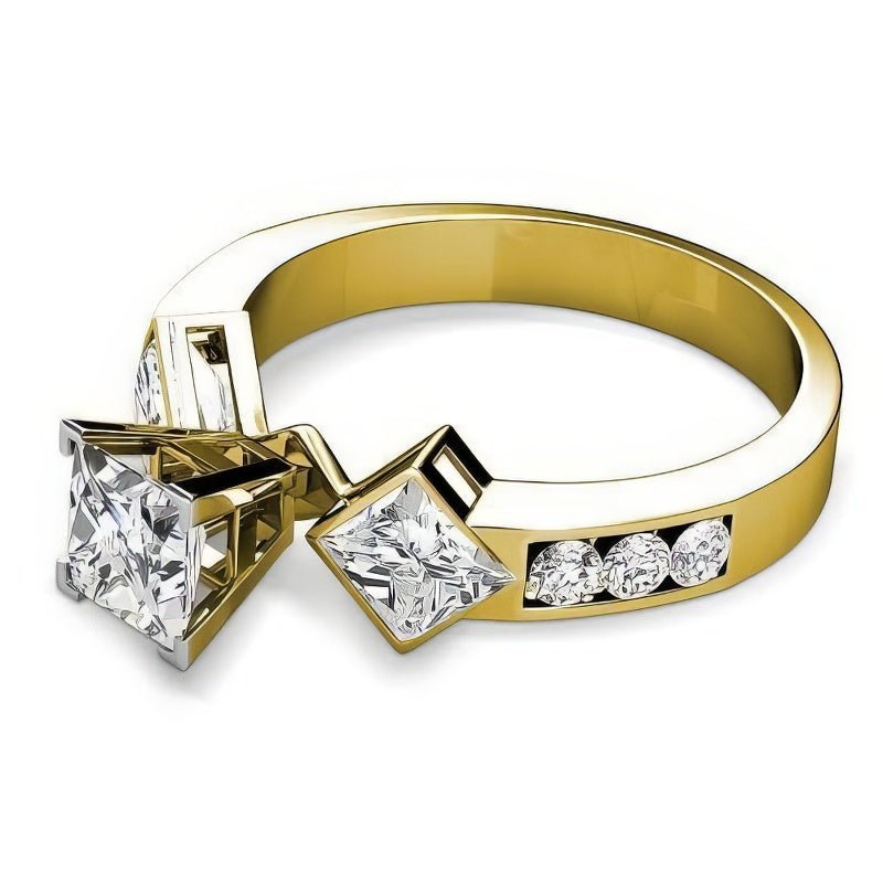 1.55-2.70 CT Princess & Round Cut Natural Diamonds - Engagement Ring