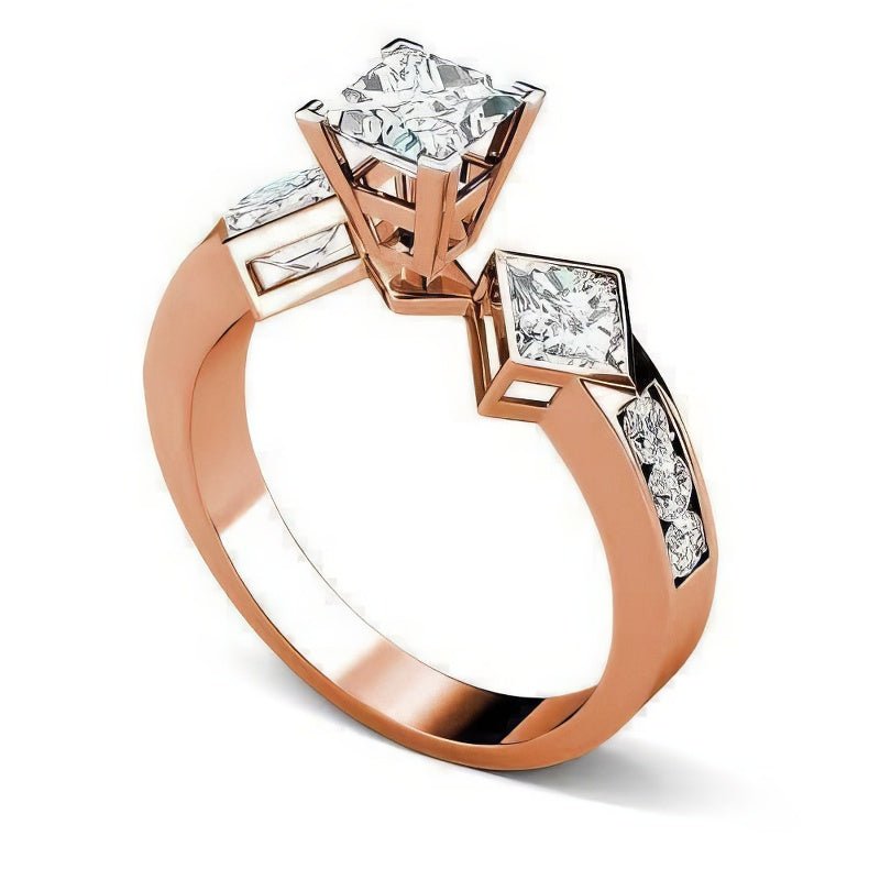 1.55-2.70 CT Princess & Round Cut Natural Diamonds - Engagement Ring