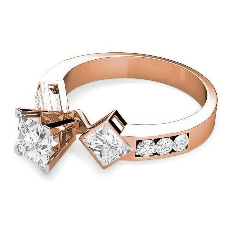 1.55 - 2.70 CT Princess & Round Cut Natural Diamonds - Engagement Ring - Primestyle.com