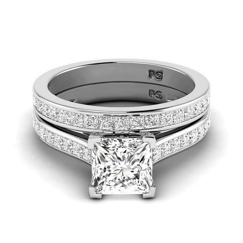1.55-7.05 CT Princess Cut Diamonds - Bridal Set