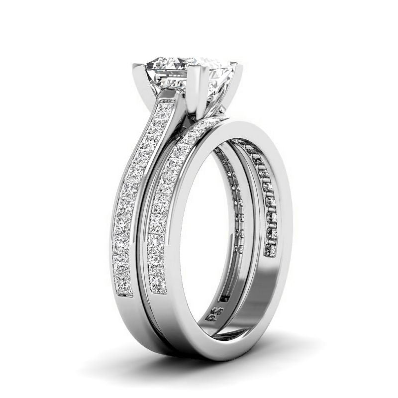 1.55-7.05 CT Princess Cut Diamonds - Bridal Set