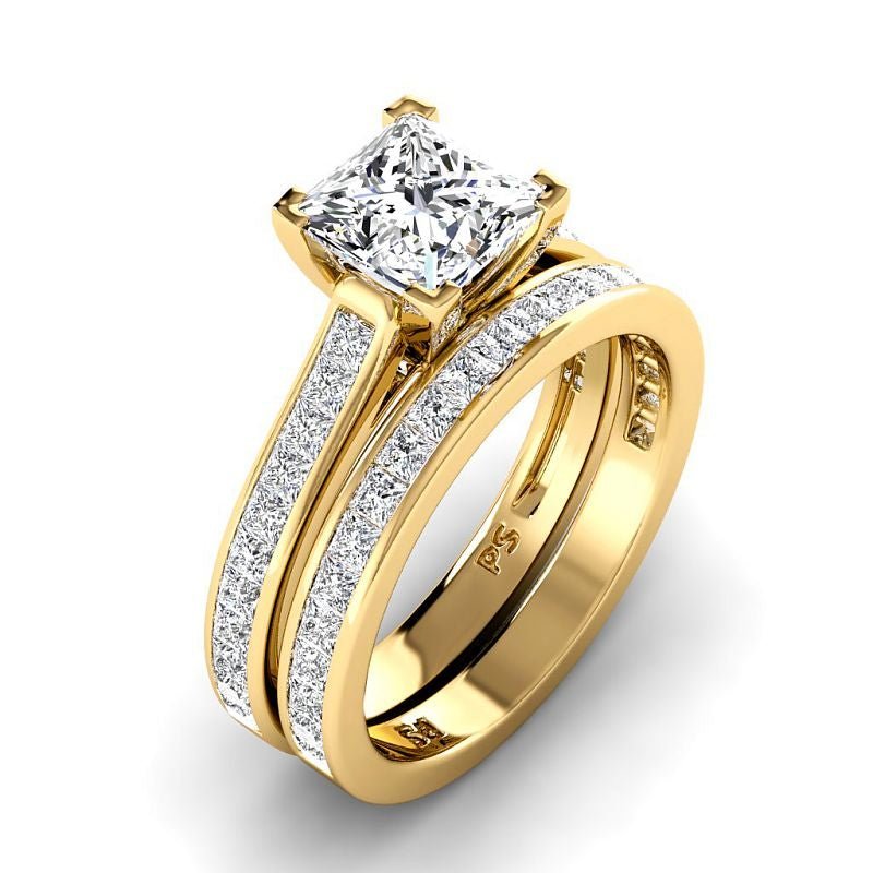 1.55-7.05 CT Princess Cut Diamonds - Bridal Set