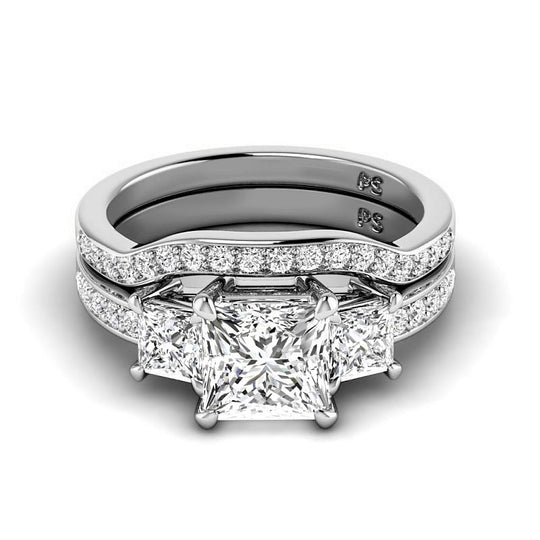 1.55-4.05 CT Round & Princess Cut Lab Grown Diamonds - Bridal Set