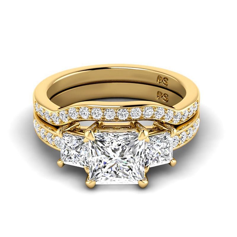 1.55-4.05 CT Round & Princess Cut Lab Grown Diamonds - Bridal Set - Primestyle.com