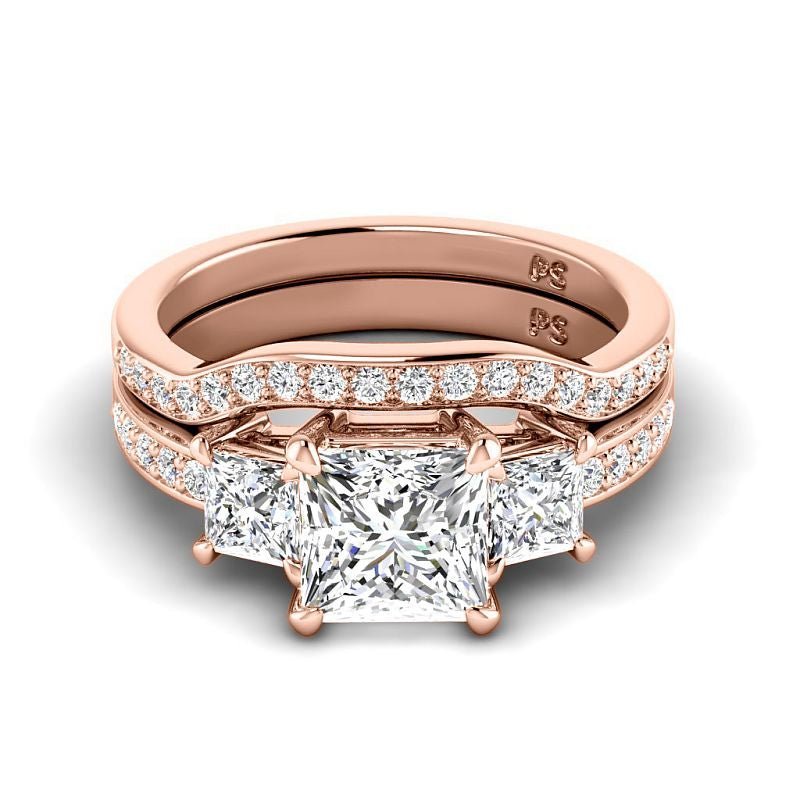 1.55-7.05 CT Princess & Round Cut Diamonds - Bridal Set