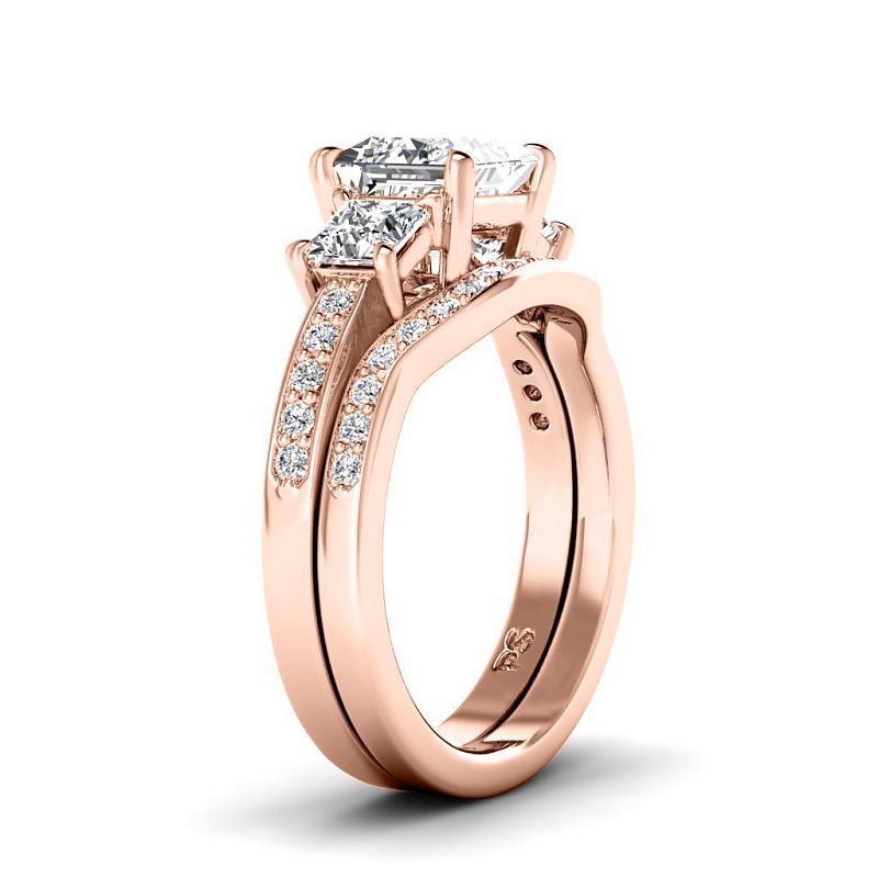 1.55-4.05 CT Round & Princess Cut Lab Grown Diamonds - Bridal Set - Primestyle.com