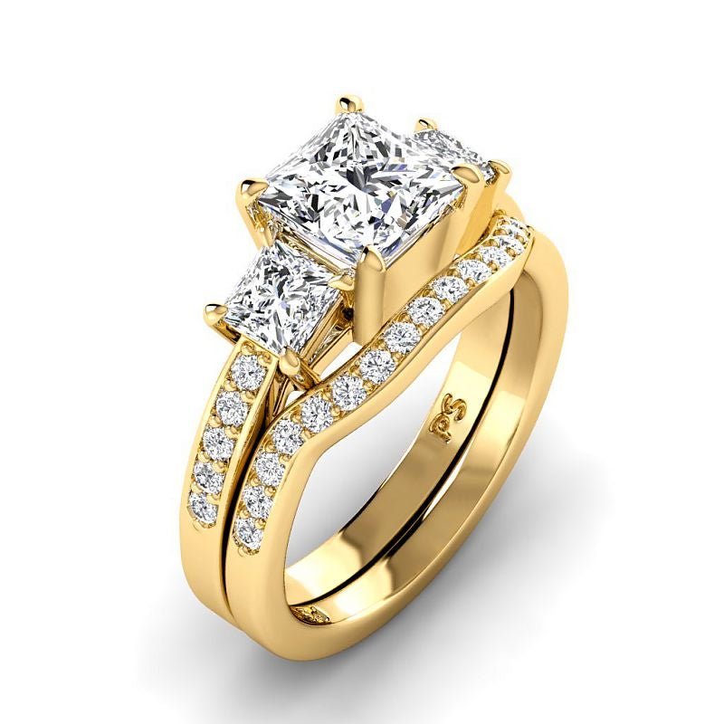 1.55-7.05 CT Princess & Round Cut Diamonds - Bridal Set