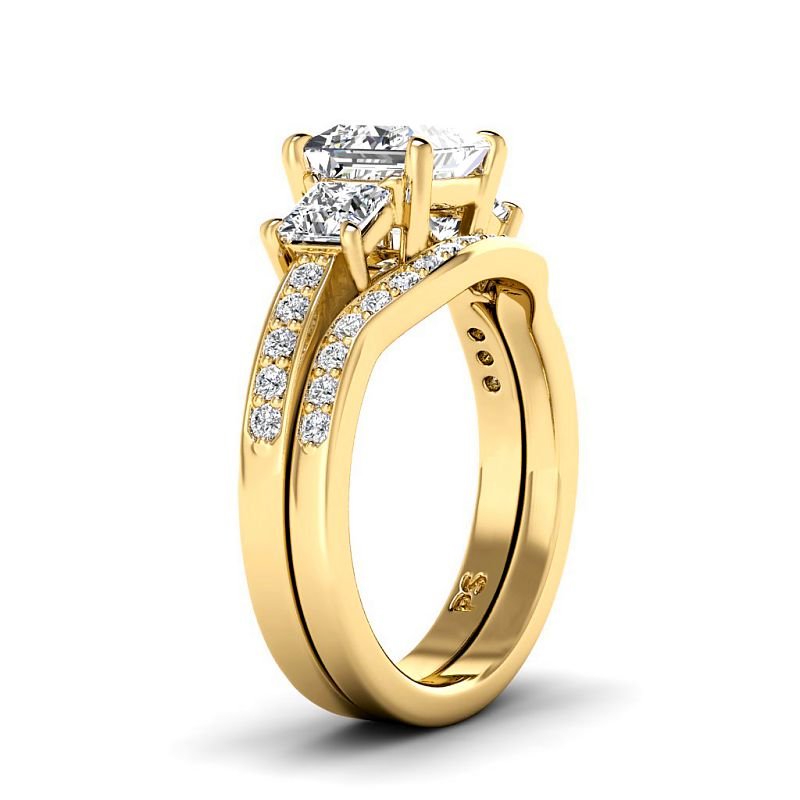 1.55-4.05 CT Round & Princess Cut Lab Grown Diamonds - Bridal Set - Primestyle.com
