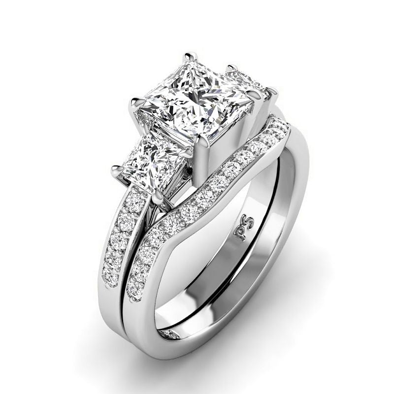 1.55-4.05 CT Round & Princess Cut Lab Grown Diamonds - Bridal Set - Primestyle.com