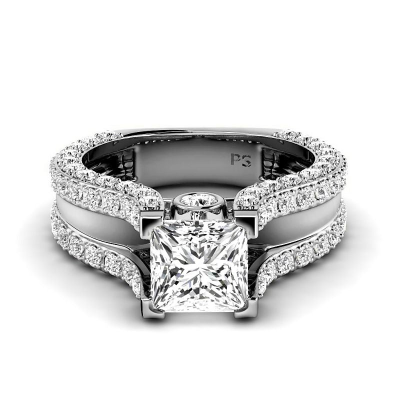 1.55-7.05 CT Princess & Round Cut Diamonds - Engagement Ring