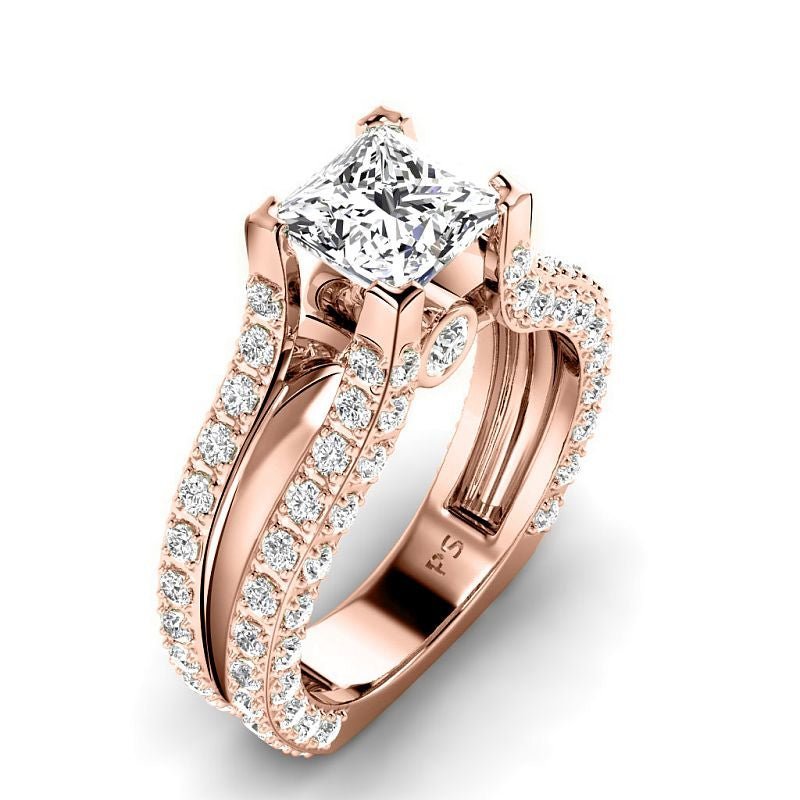 1.55 - 7.05 CT Princess & Round Cut Diamonds - Engagement Ring - Primestyle.com
