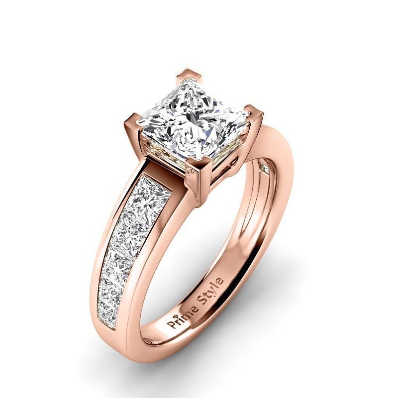 1.60-7.10 CT Princess Cut Diamonds - Engagement Ring