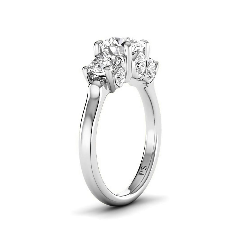 1.65 - 4.15 CT Round Cut Lab Grown Diamonds - Three Stone Ring - Primestyle.com