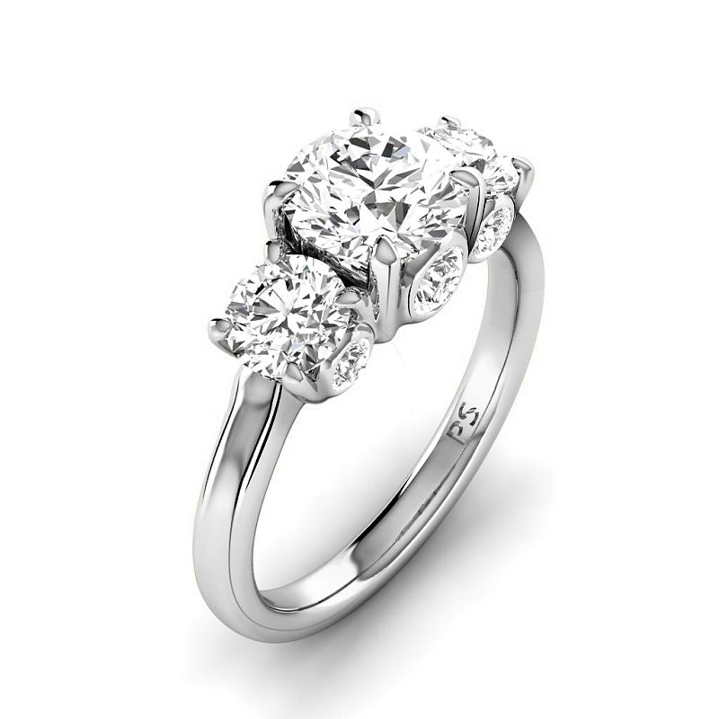 1.65 - 4.15 CT Round Cut Lab Grown Diamonds - Three Stone Ring - Primestyle.com