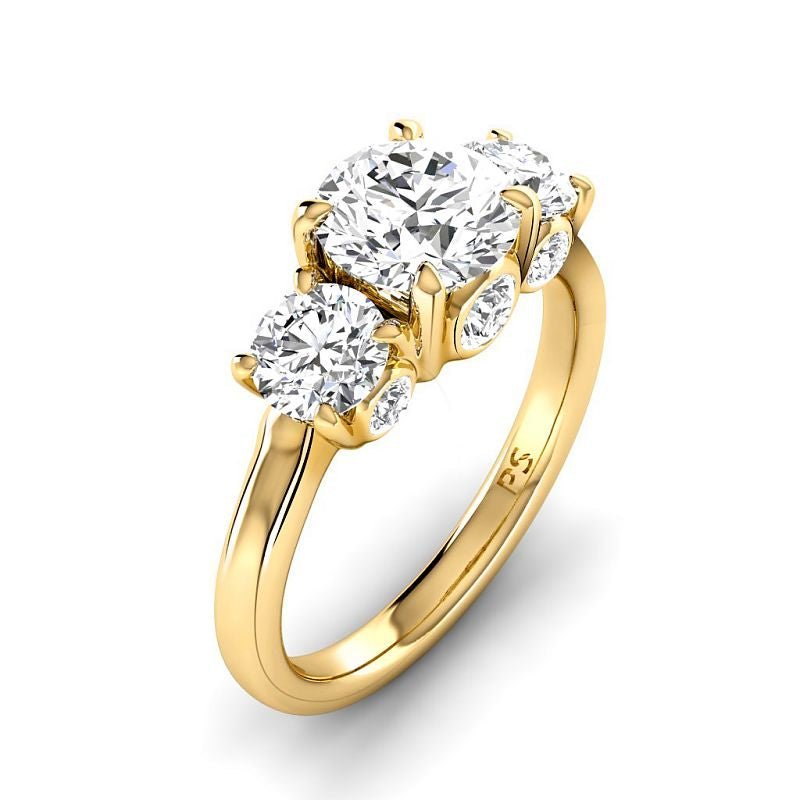 1.65 - 4.15 CT Round Cut Lab Grown Diamonds - Three Stone Ring - Primestyle.com