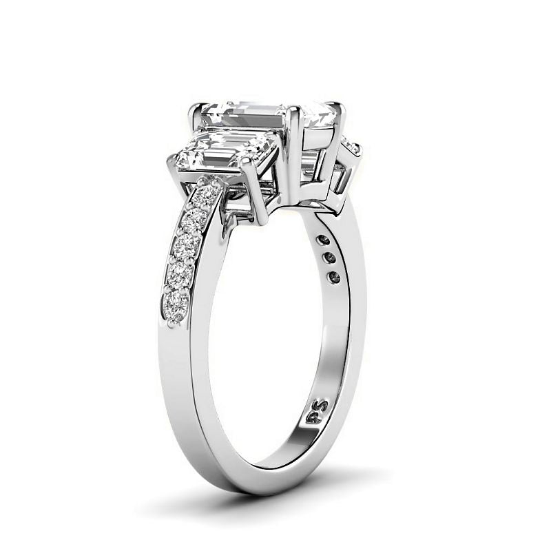 1.65-4.15 CT Round & Emerald Cut Lab Grown Diamonds - Engagement Ring - Primestyle.com