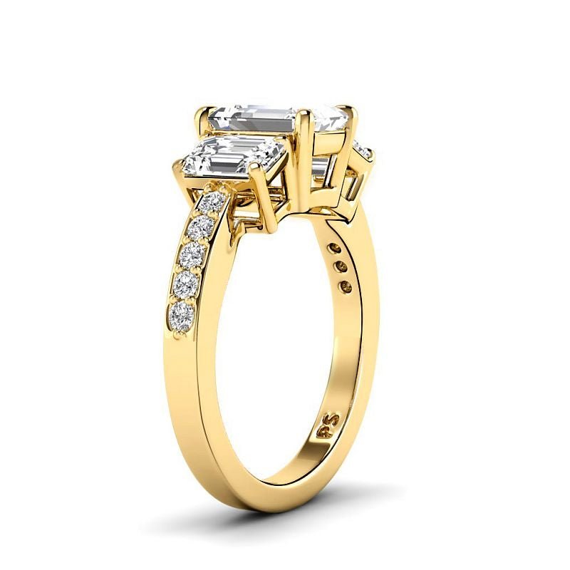 1.65 - 7.15 CT Emerald & Round Cut Diamonds - Engagement Ring - Primestyle.com