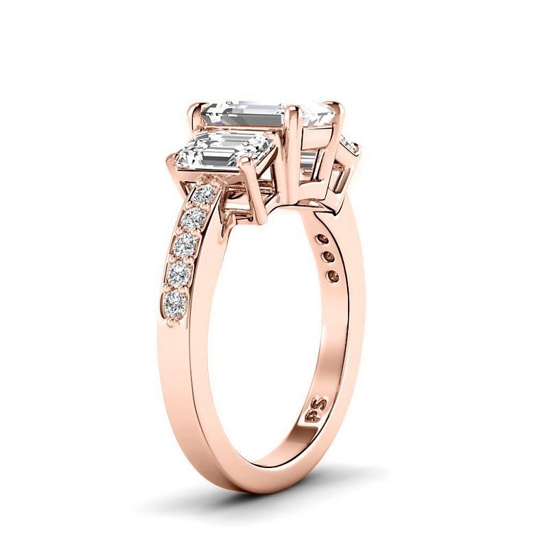 1.65 - 7.15 CT Emerald & Round Cut Diamonds - Engagement Ring - Primestyle.com