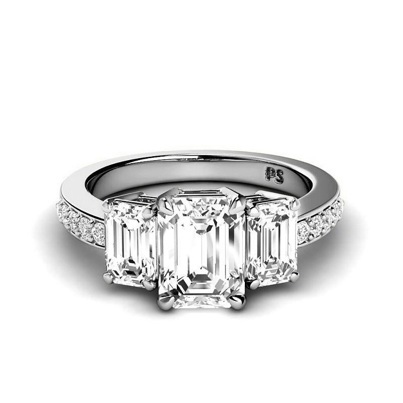 1.65-4.15 CT Round & Emerald Cut Lab Grown Diamonds - Engagement Ring - Primestyle.com