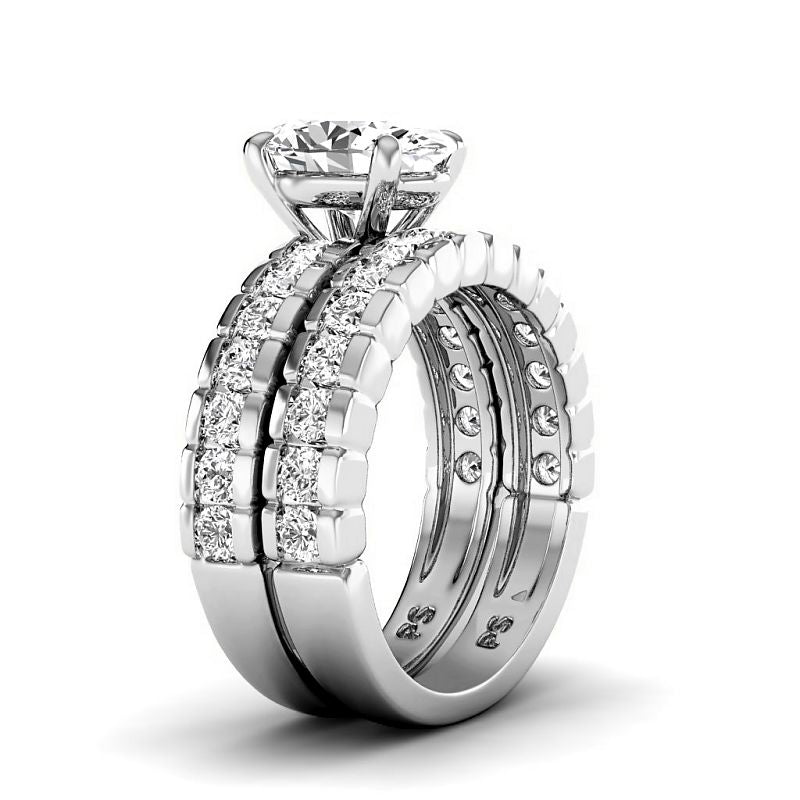 1.65-4.15 CT Round & Oval Cut Lab Grown Diamonds - Bridal Set - Primestyle.com