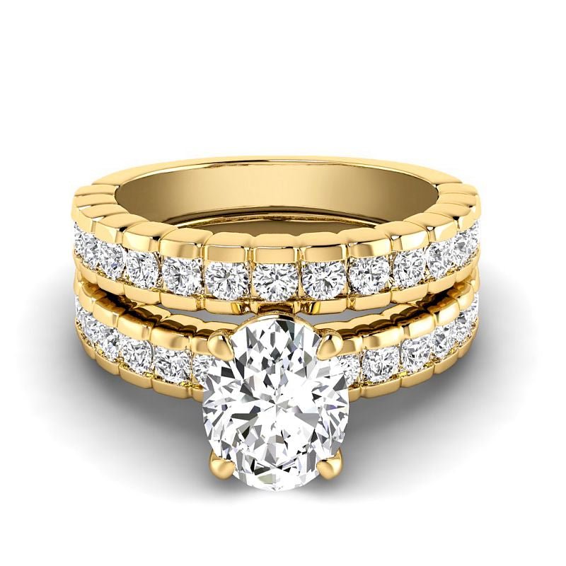 1.65-4.15 CT Round & Oval Cut Lab Grown Diamonds - Bridal Set - Primestyle.com