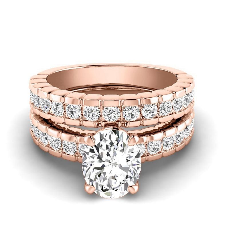 1.65-4.15 CT Round & Oval Cut Lab Grown Diamonds - Bridal Set - Primestyle.com