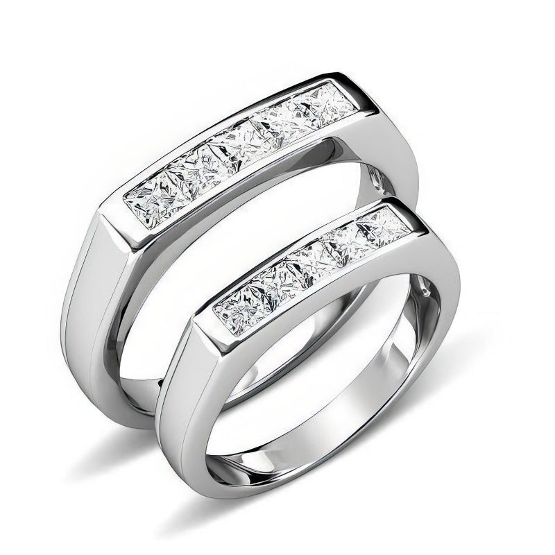 1.65 CT Princess Cut Diamonds - Wedding Set - Primestyle.com