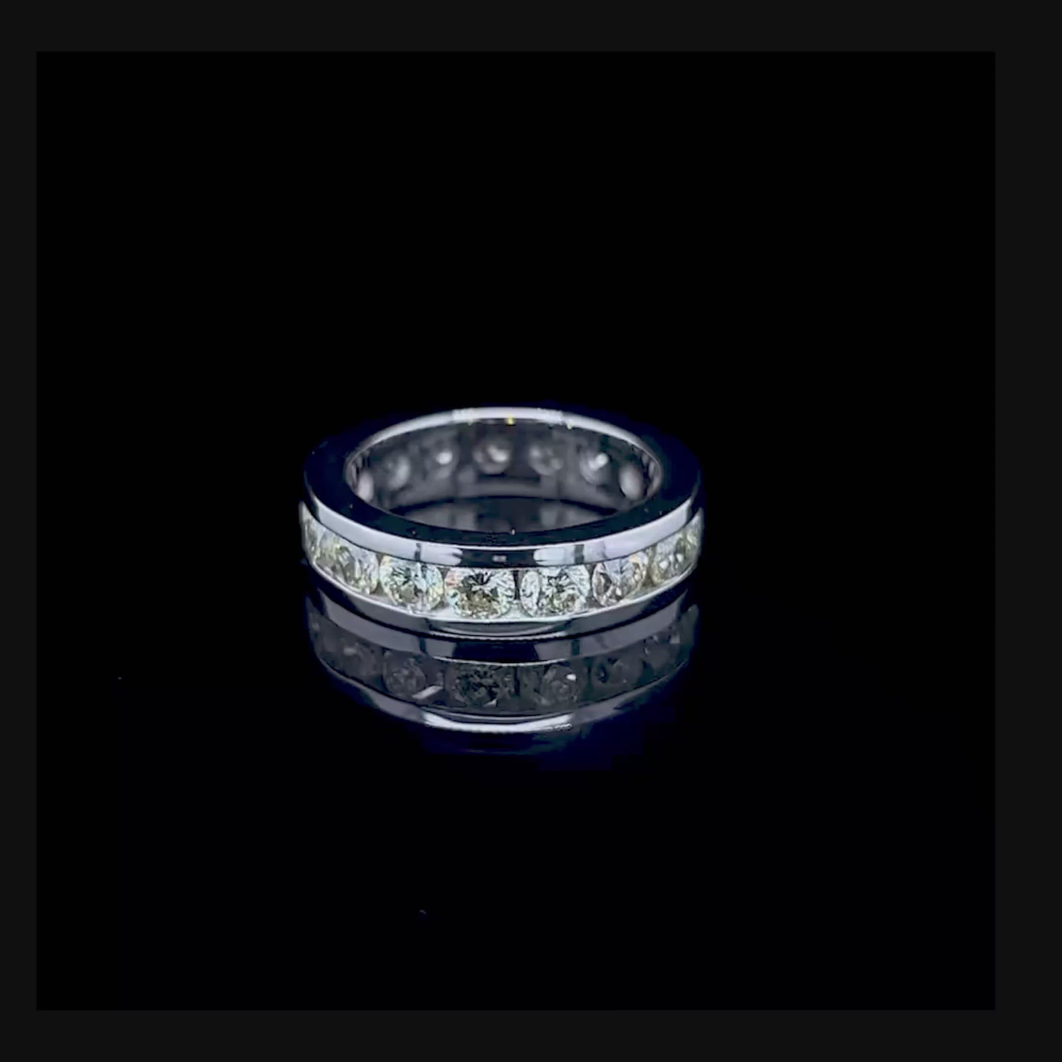 Certified 4.00 CT Round Cut Diamond Eternity Ring in 18KT White Gold