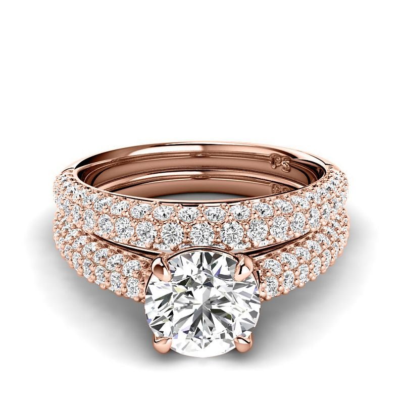 1.70-4.20 CT Round and Oval Cut Lab Grown Diamonds - Bridal Set - Primestyle.com