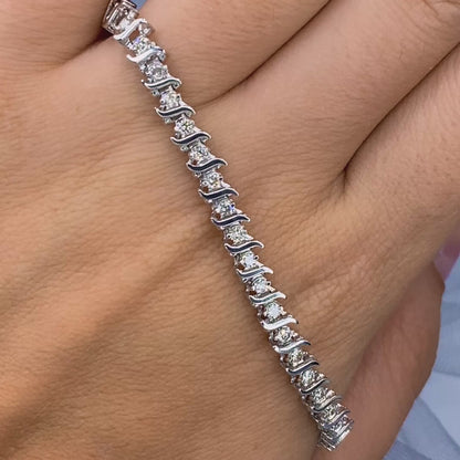 Radiant 1.50CT Round Cut Diamond Tennis Bracelet in 14KT White Gold