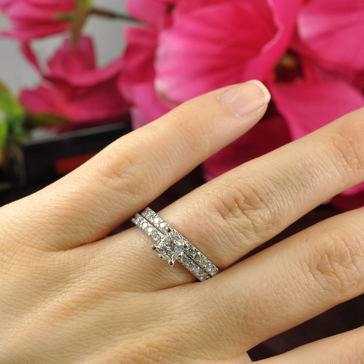 1.75-2.90 CT Princess & Round Cut Natural Diamonds - Bridal Set