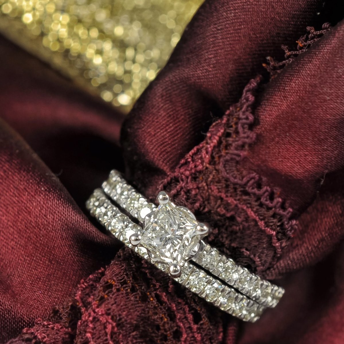 1.75-2.90 CT Princess & Round Cut Natural Diamonds - Bridal Set