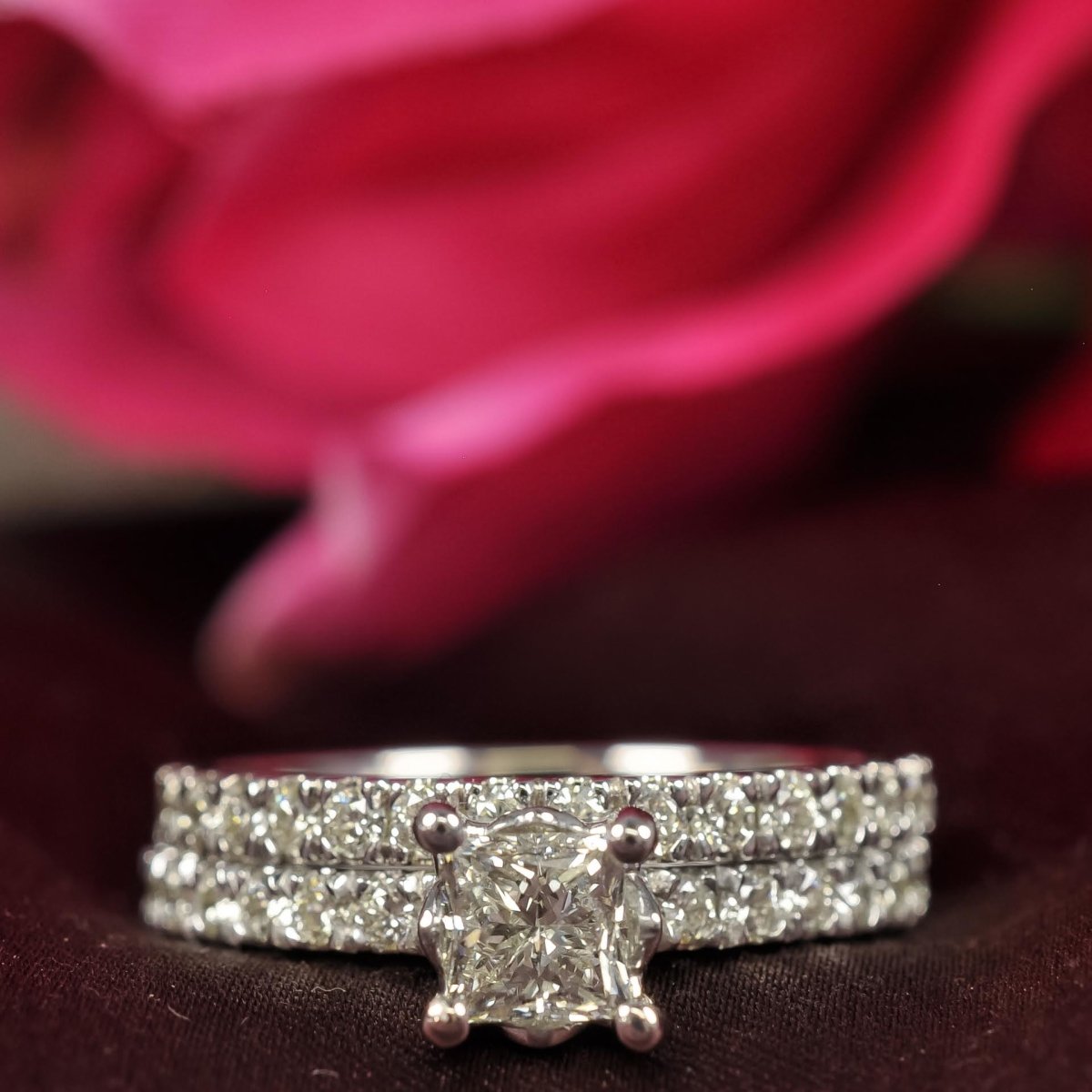 1.75-2.90 CT Round & Princess Cut Diamonds - Bridal Set - Primestyle.com