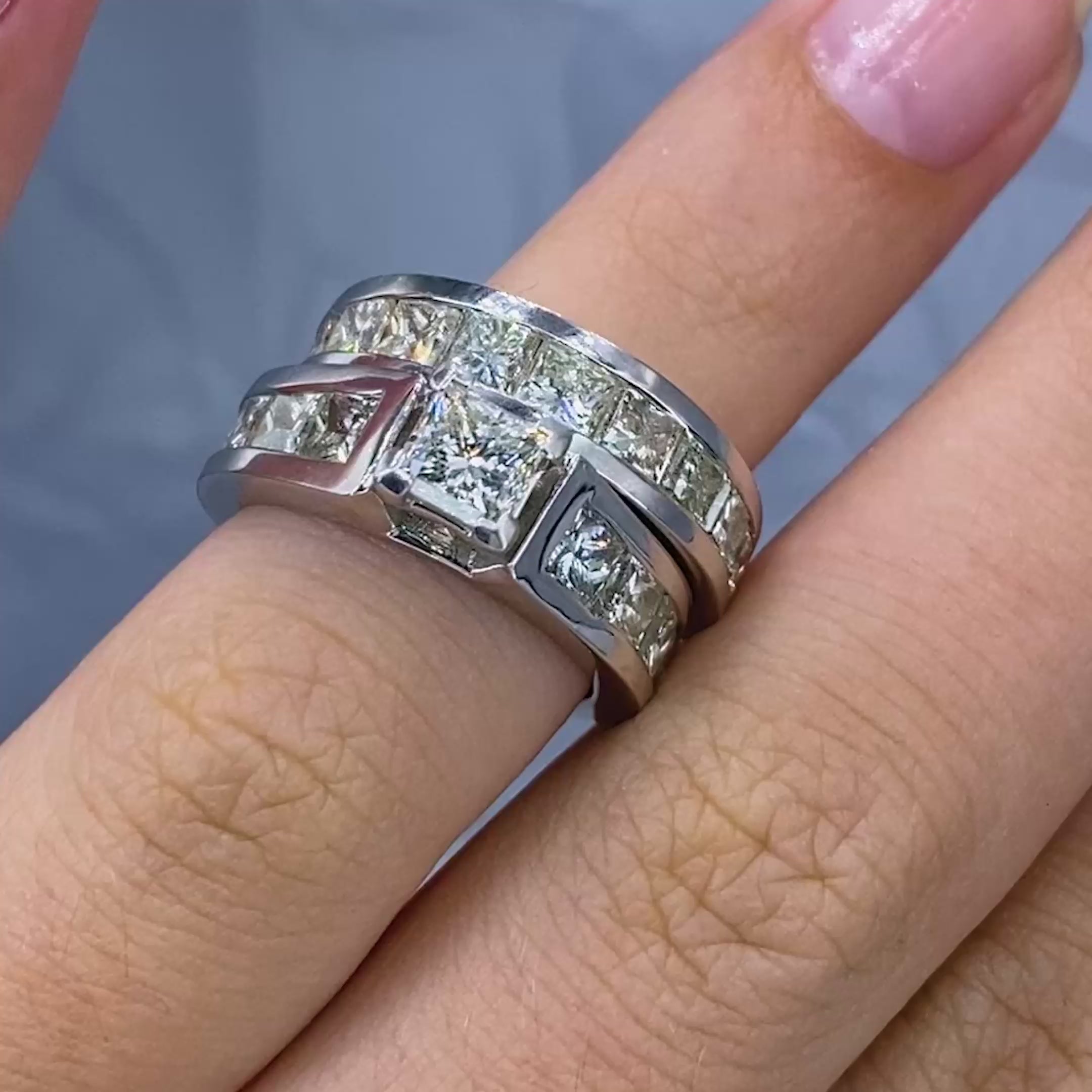 Delightful 5.70CT Princess Cut Diamond Bridal Set in 14KT White Gold