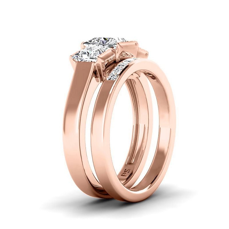 1.80-4.30 CT Princess Cut Lab Grown Diamonds - Bridal Set - Primestyle.com