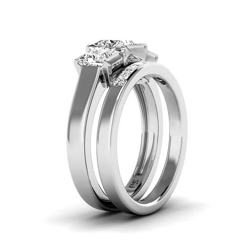 1.80-4.30 CT Princess Cut Lab Grown Diamonds - Bridal Set - Primestyle.com