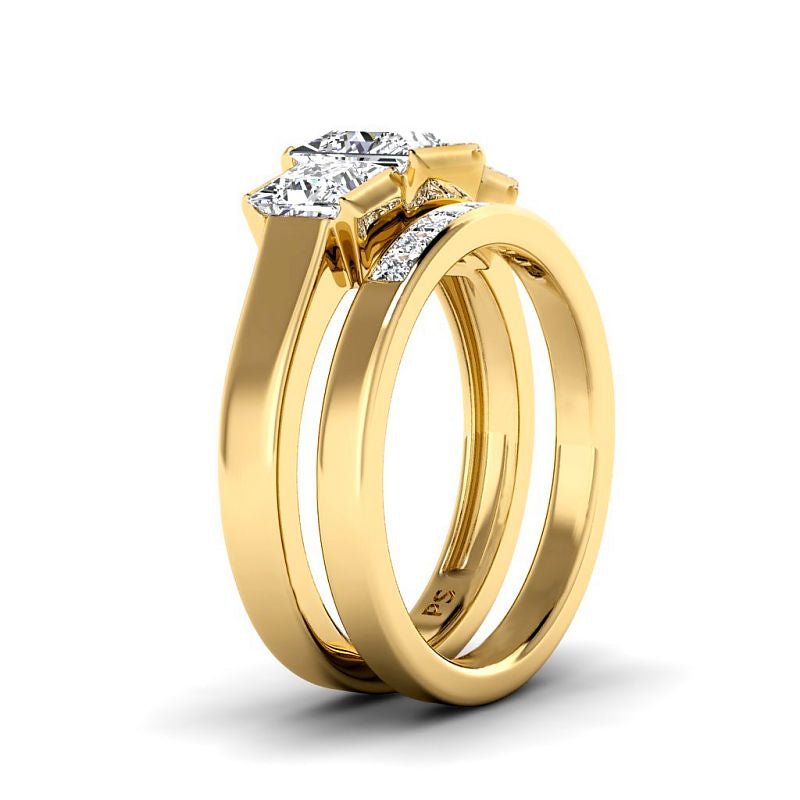 1.80-4.30 CT Princess Cut Lab Grown Diamonds - Bridal Set - Primestyle.com