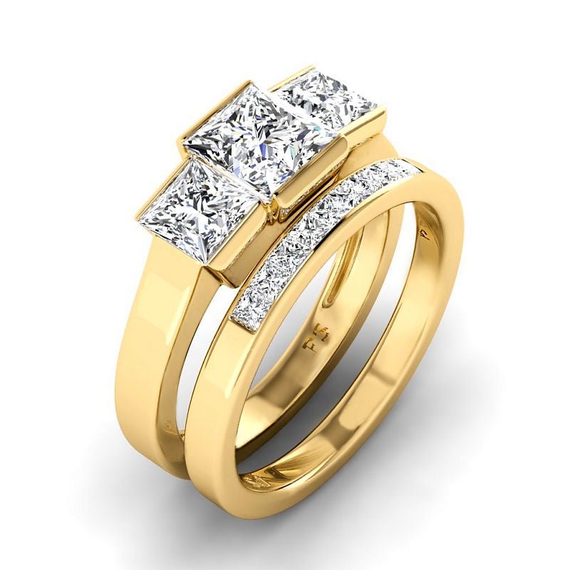 1.80-4.30 CT Princess Cut Lab Grown Diamonds - Bridal Set - Primestyle.com