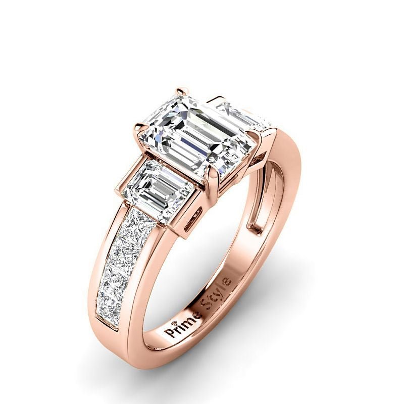 1.85 - 7.35 CT Emerald & Princess Cut Diamonds - Engagement Ring - Primestyle.com