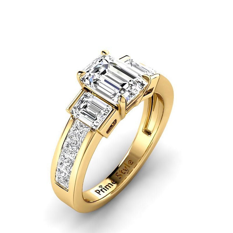 1.85-7.35 CT Emerald & Princess Cut Diamonds - Engagement Ring