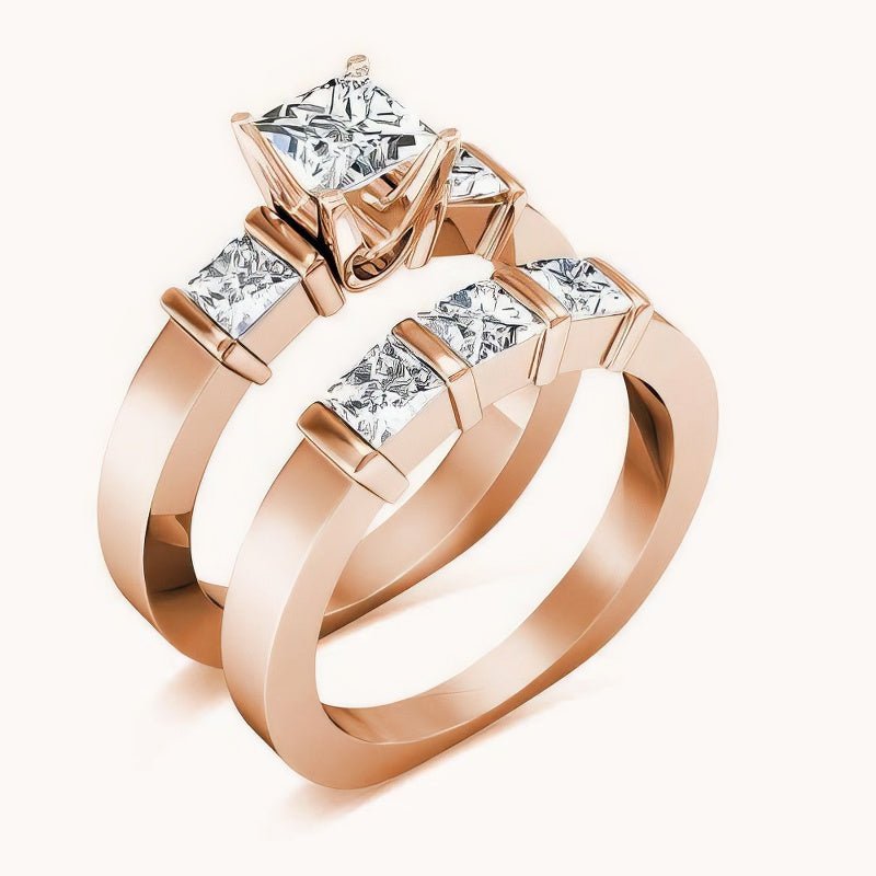 1.90-3.05 CT Princess Cut Diamonds - Bridal Set - Primestyle.com