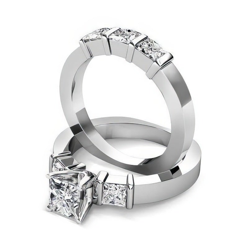 1.90-3.05 CT Princess Cut Diamonds - Bridal Set - Primestyle.com