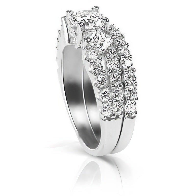 1.90-3.05 CT Round &amp; Princess Cut Diamonds - Bridal Set - Primestyle.com